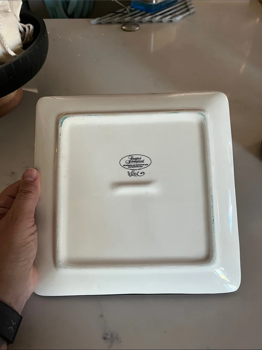 Espresso Decorative Ceramic Tray - Black and Cream